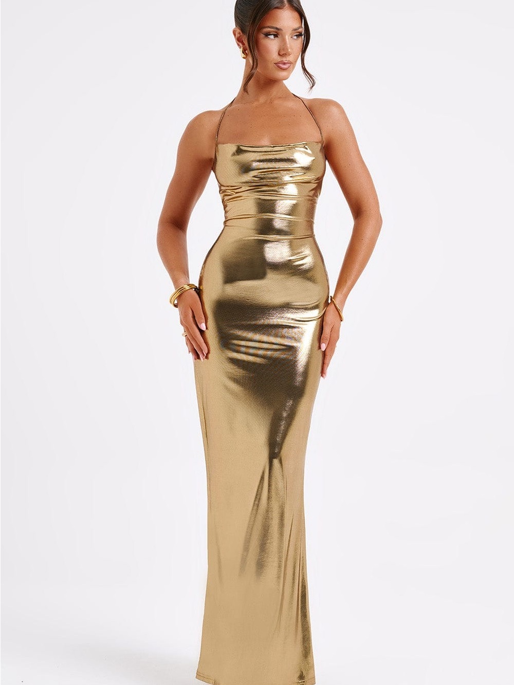 Babyboo Gold Metallic Maxi Dress